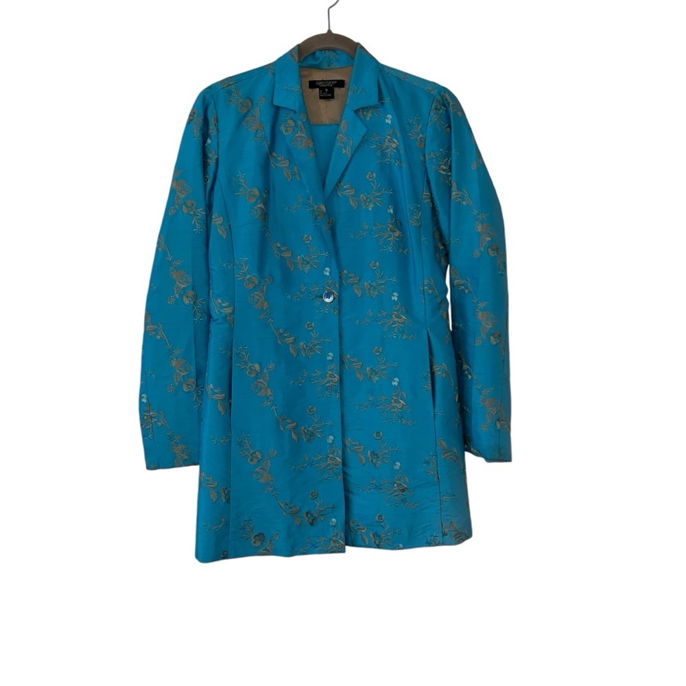 Vintage Karen Kane lifestyle Floral Silk Embroidered Single Button Blazer jacket